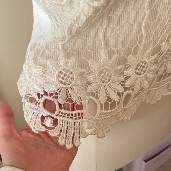 White Lace Crop Top - Picture 3 of 5